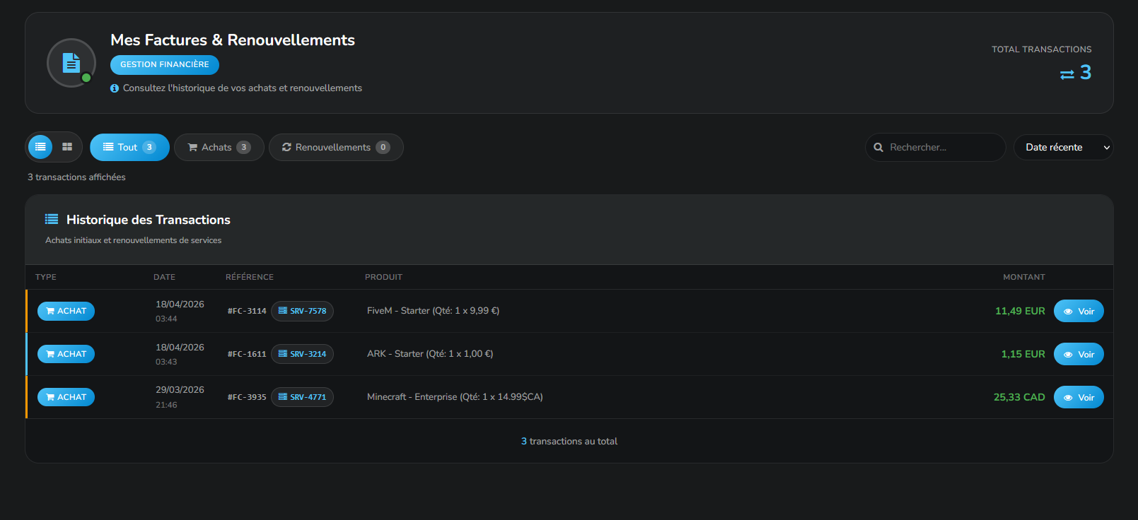Historique & Gestion Factures &mdash; FastPanel