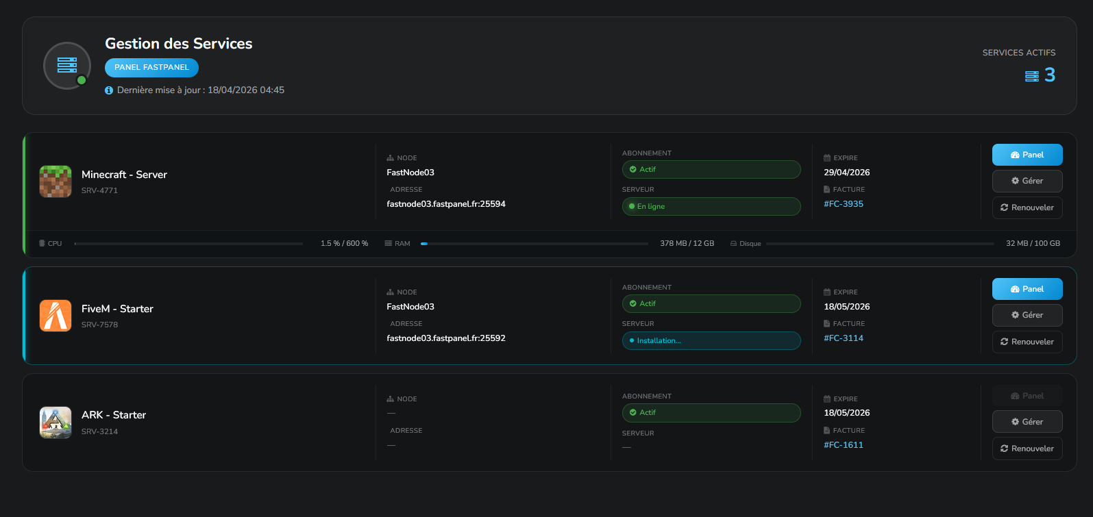 Gestion de Serveurs &mdash; FastPanel